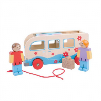 Bigjigs Toys Dřevěné tahací obytné auto