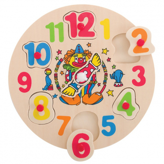 Bigjigs Toys Dřevěné hodiny s klaunem