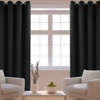 Závěsy Luxury 140/250 cm - černá s oky