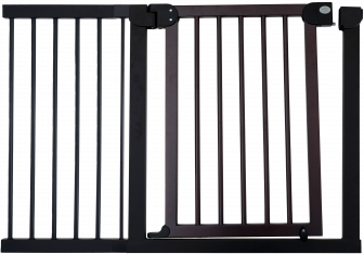Dětská zábrana 118 - 125 cm - Kovová s tmavým dřevem - PupyHou