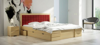 Postel Gita zvýšená, šuplíky 180/200 cm masiv borovice