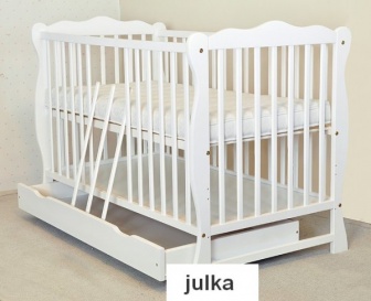 Postýlka Julka bílá 2 v 1 z masivu - 120 x 60 cm se šuplíkem