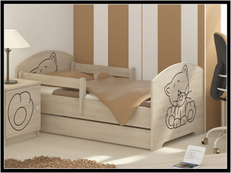 Postel 160/80 cm + matrace + rošt kočička dub sonoma