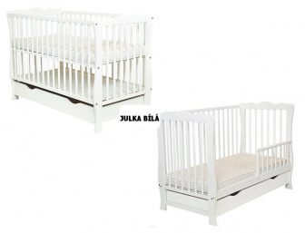 Postýlka 2 v 1 z masivu Julka 120/60 cm - bílá