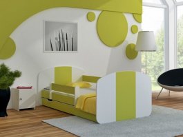 Postel Milošek 180x90 cm se šuplíkem, roštem a matrací - lemon