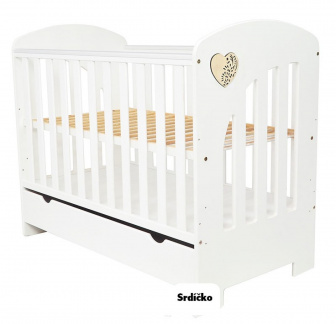 Postýlka 120/60 cm srdíčko - bílá - 2v1