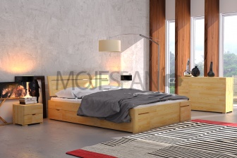 Postel Stela zvýšená, šuplíky 140/200 cm masiv borovice
