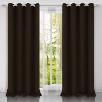Závěsy Luxury 140/250 cm - Tmavě hnědý s oky